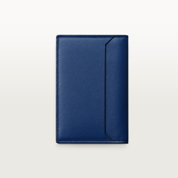 カード ホルダー マスト  ディープブルー カーフスキン、ゴールドフィニッシュ