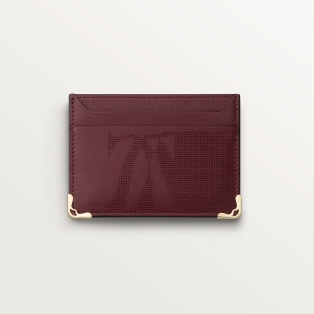 カード ホルダー マスト  XLロゴ パンチング加工ボルドーカラー カーフスキン、ゴールドフィニッシュ