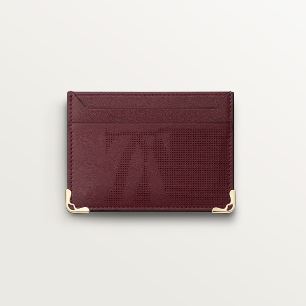 カード ホルダー マスト  XLロゴ パンチング加工ボルドーカラー カーフスキン、ゴールドフィニッシュ