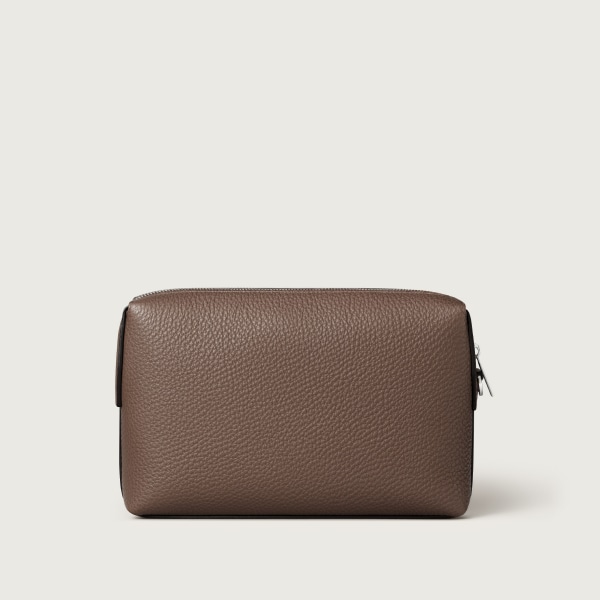 マスト ポーチ  ペッパーグレー カーフスキン、パラジウムフィニッシュ