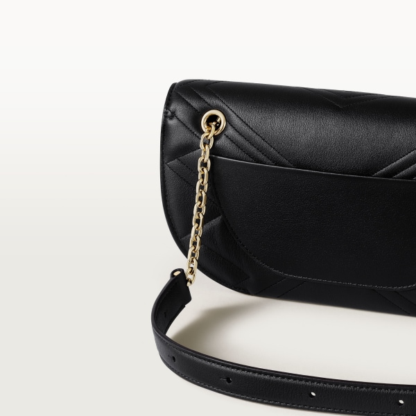 パンテール ドゥ カルティエ ハーフムーンバッグ ブラックキルティング カーフスキン、ゴールドフィニッシュ