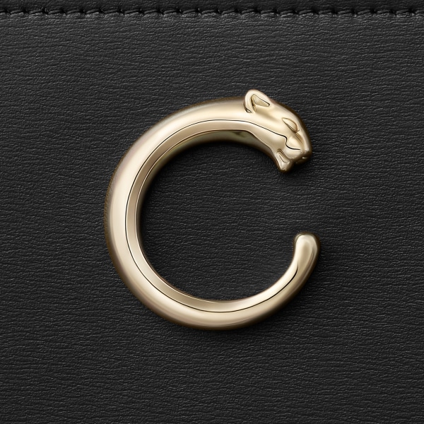 ウォレット パンテール C  ブラック カーフスキン、ゴールドフィニッシュ