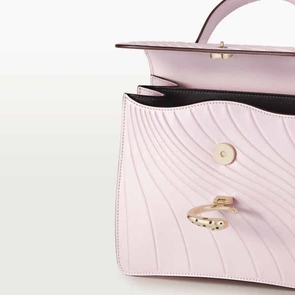 スモール バッグ パンテール C  ペタルピンク カーフスキン、「Cartier」ロゴのエンボス加工、ゴールドフィニッシュ