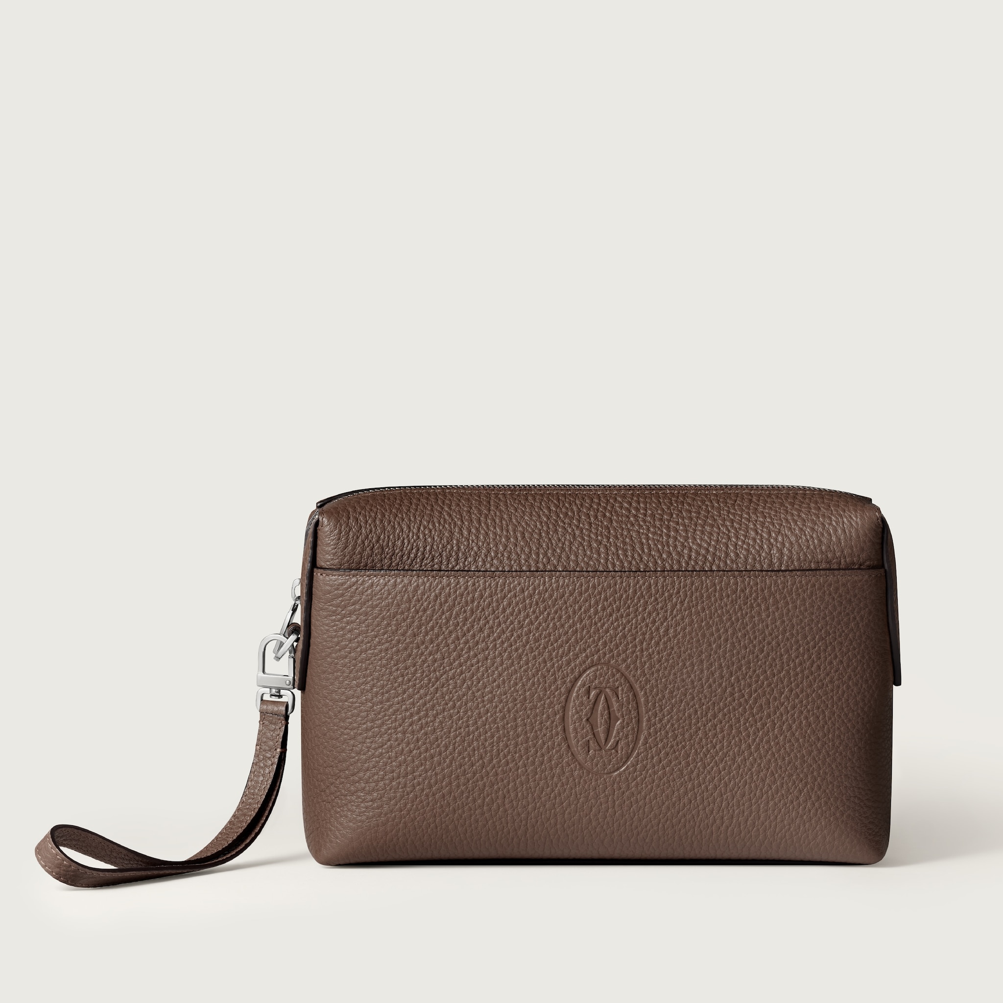 ポーチ マスト ペッパーグレー カーフスキン、パラジウムフィニッシュ