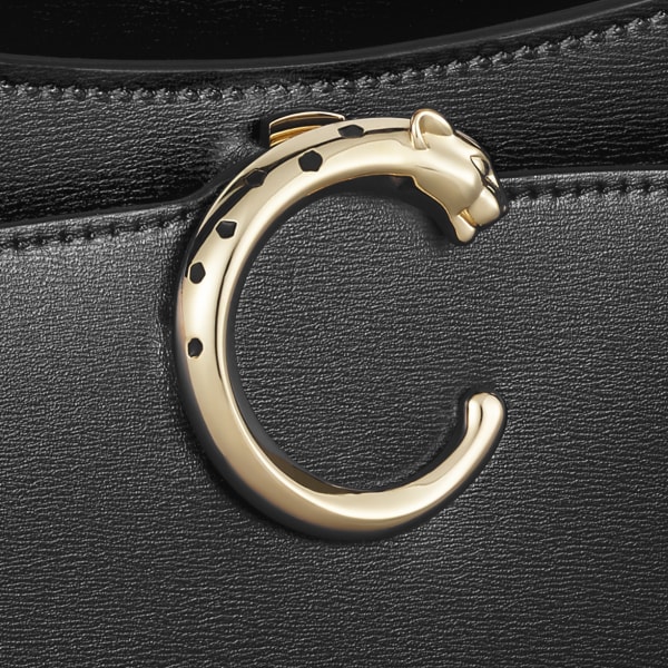 スモール バッグ パンテール C  ブラック カーフスキン、ゴールドフィニッシュ