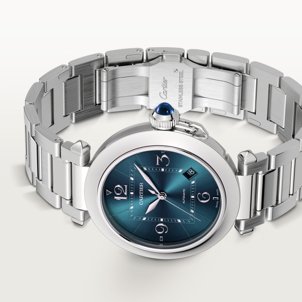 パシャ ドゥ カルティエ ウォッチ 41mm、自動巻きムーブメント、スティール、レザー＆スティール製インターチェンジャブルストラップ