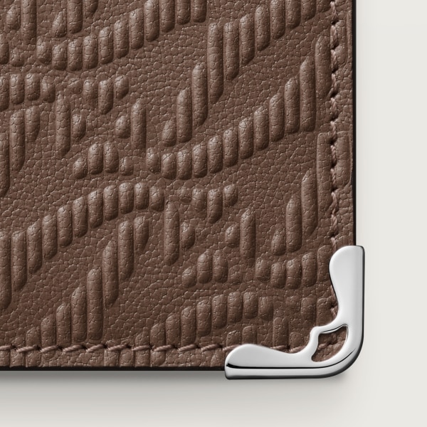 カード ホルダー マスト  デボス加工 ペッパーグレー カーフレザー、ゴドロンモチーフ、エンボス加工 パラジウムフィニッシュ 