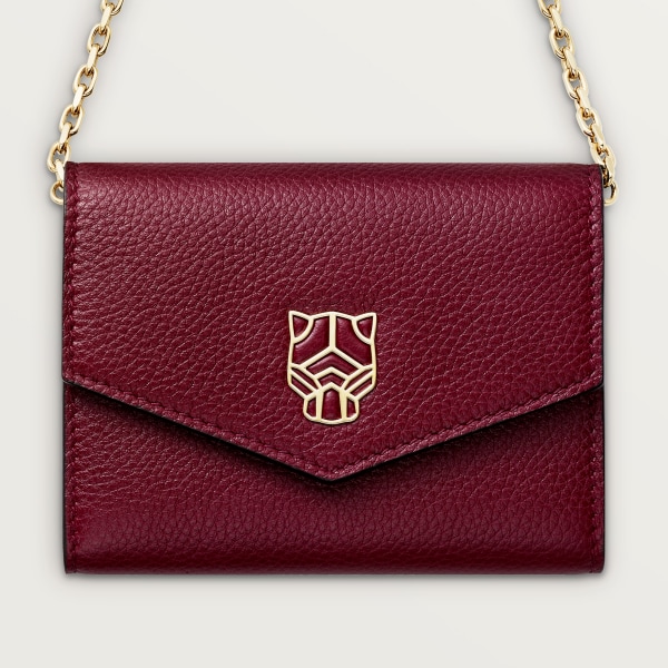 パンテール ドゥ カルティエ ウォレット バッグ ボルドーカラー カーフスキン、ゴールドフィニッシュ