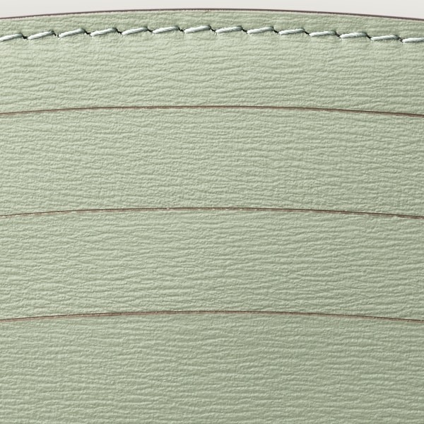 カード ホルダー パンテール C  セージグリーン グレインド カーフスキン、ゴールドフィニッシュ