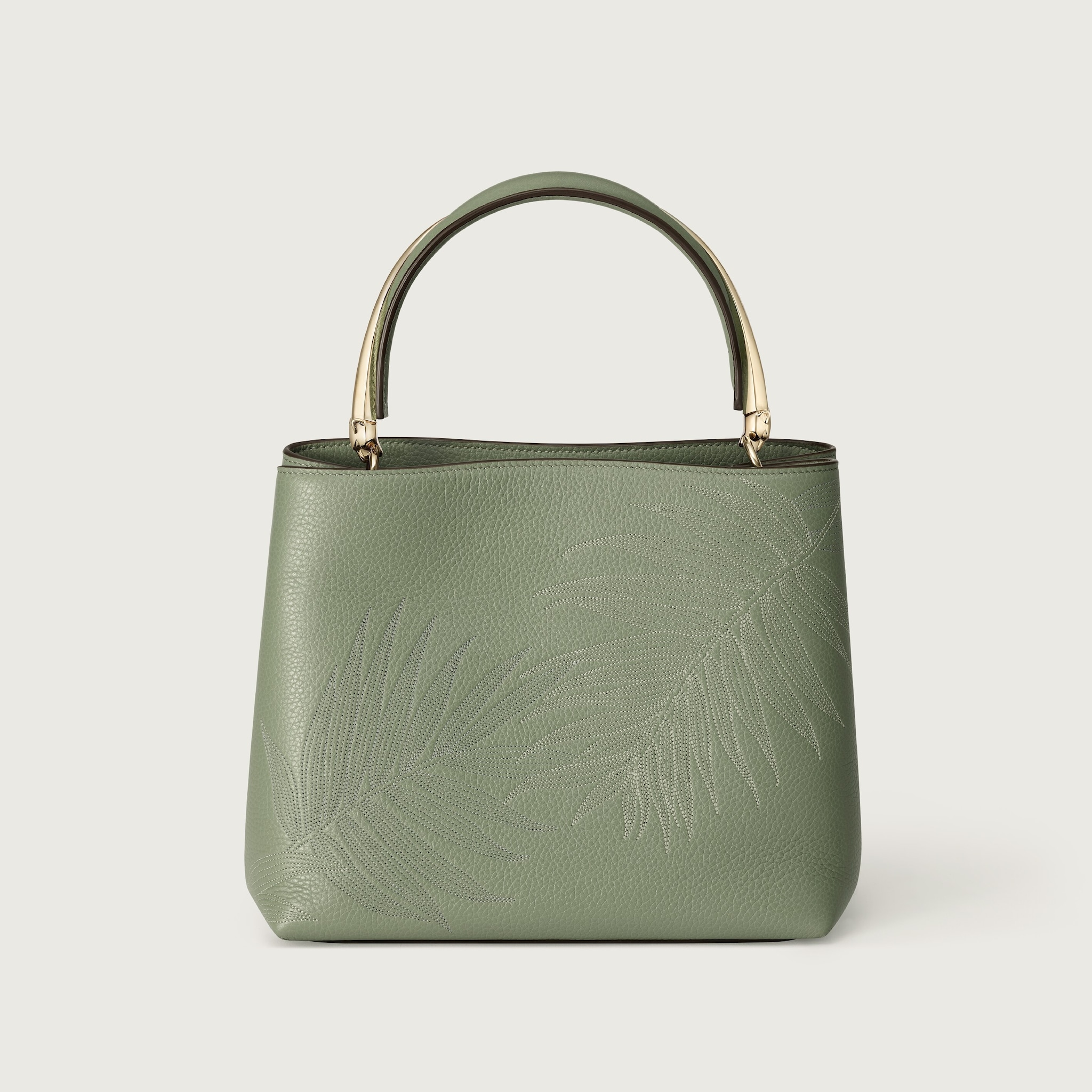 スモール バッグ パンテール ドゥーブル セージグリーン カーフスキン、ジャングル エンブロイダリー、ゴールドフィニッシュ