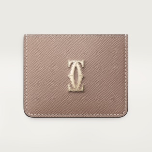 カード ホルダー C ドゥ カルティエ クレイカラー テクスチャード カーフスキン、ゴールドフィニッシュ