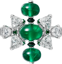 アン エキリーブル リング、エメラルド、パヴェ ホワイトゴールド、オニキス、エメラルド、ダイヤモンド