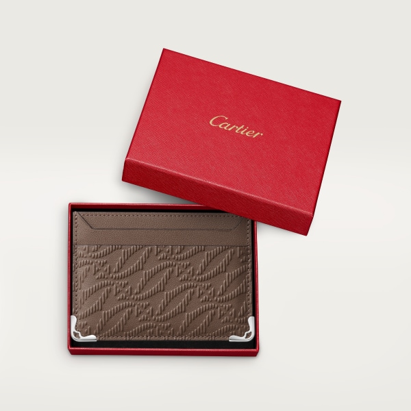 カード ホルダー マスト  デボス加工 ペッパーグレー カーフレザー、ゴドロンモチーフ、エンボス加工 パラジウムフィニッシュ 