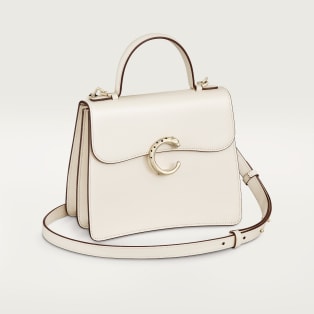 スモール バッグ パンテール C  ソルトホワイト カーフスキン、ゴールドフィニッシュ