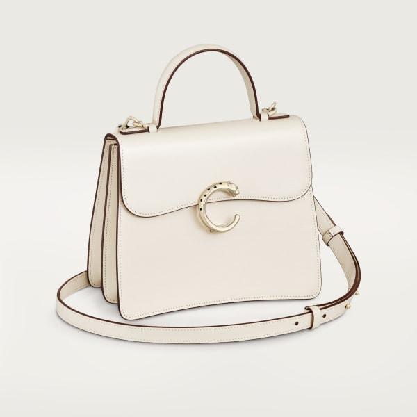 スモール バッグ パンテール C  ソルトホワイト カーフスキン、ゴールドフィニッシュ