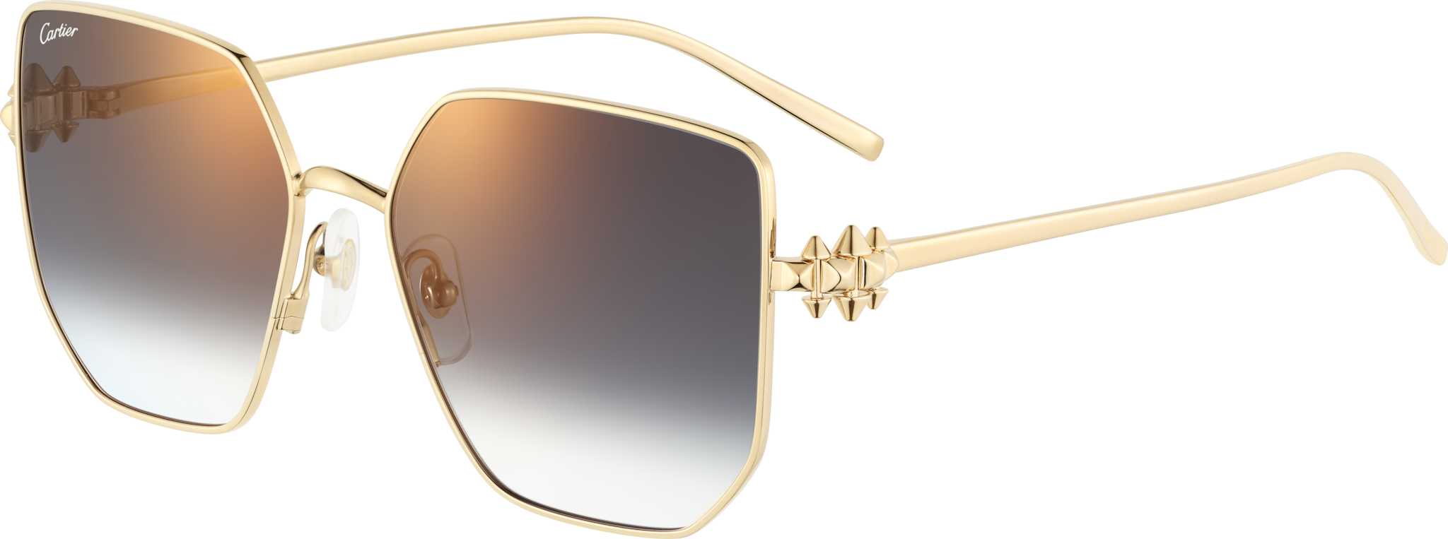 クラッシュ ドゥ カルティエ サングラススムース ゴールドフィニッシュ メタル、グレーグラデーションレンズ
