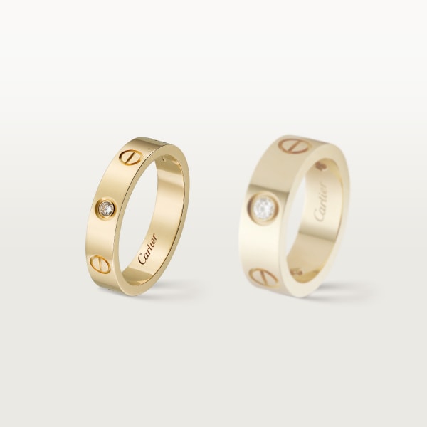 Love リング、スモールモデル、ダイヤモンド1石 イエローゴールド、ダイヤモンド