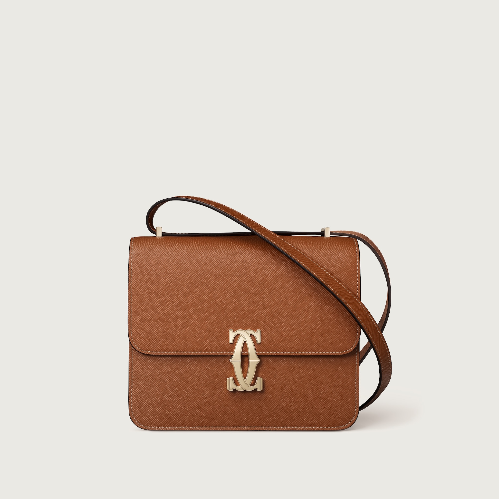 ミニ バッグ C ドゥ カルティエ キャラメル テクスチャー カーフスキン、ゴールドフィニッシュ