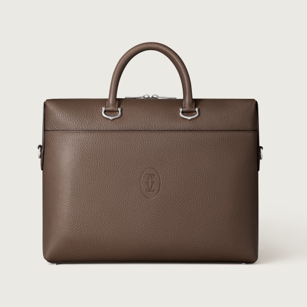 ブリーフケース マスト  ペッパーグレー カーフスキン、パラジウムフィニッシュ