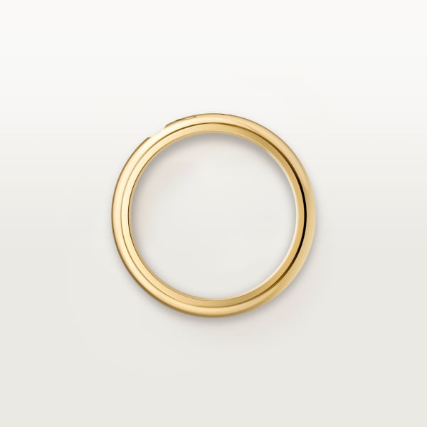 C ドゥ カルティエ ウェディングリング、幅4mm、ダイヤモンド1石 イエローゴールド、ダイヤモンド