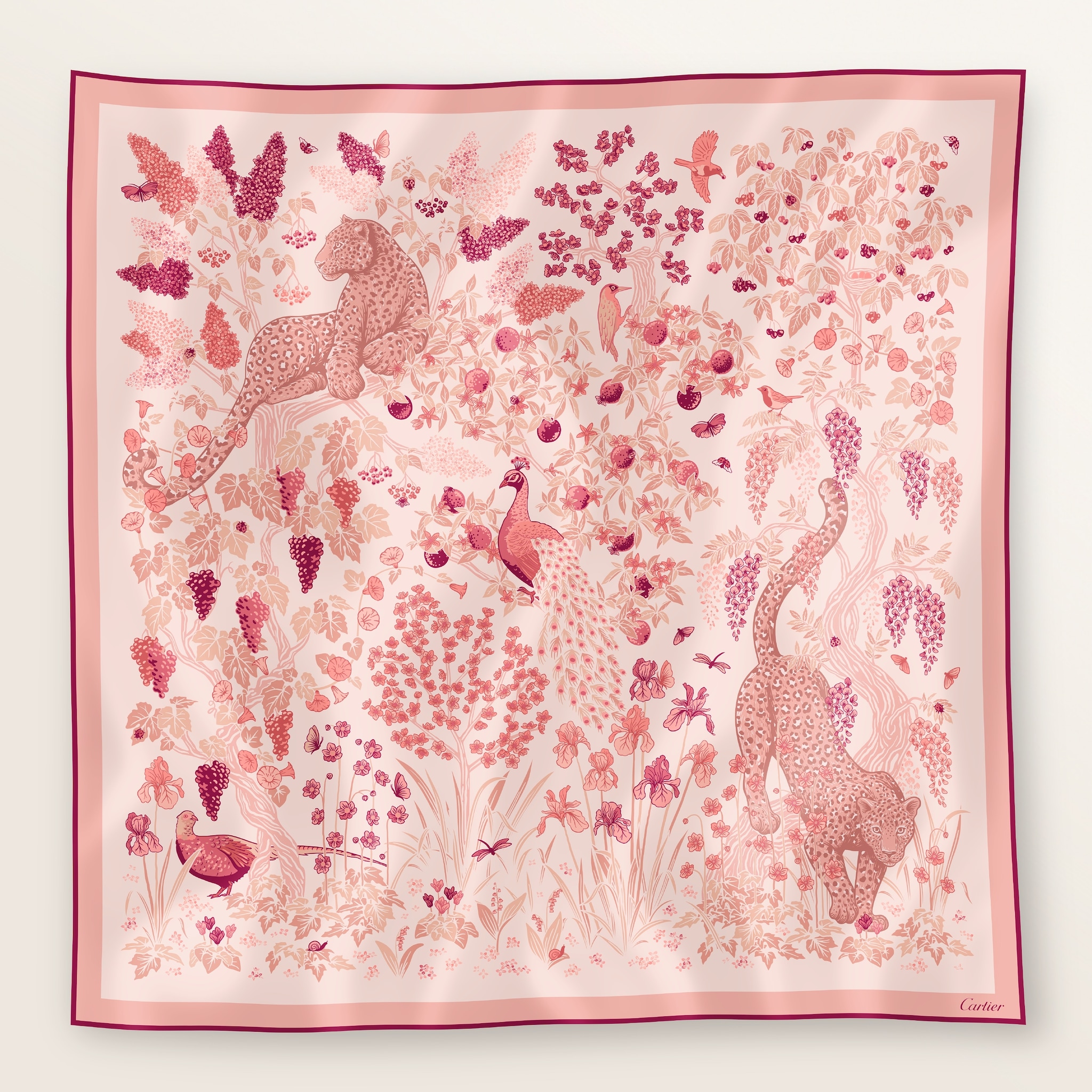 ブルーミング パンテール スカーフ 90ピーチ シルクツイル