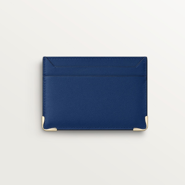 カード ホルダー マスト  ディープブルー カーフスキン、ゴールドフィニッシュ