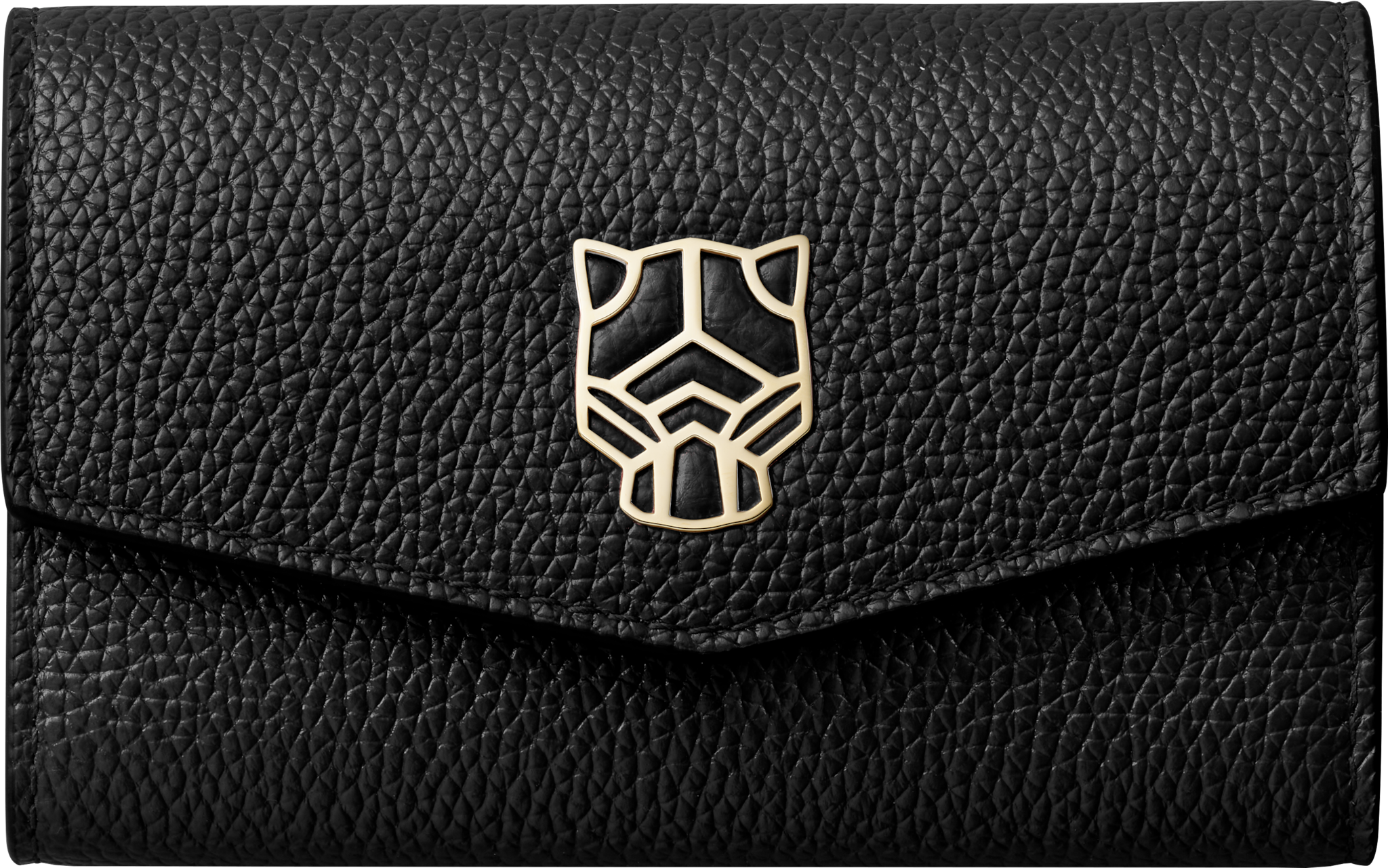 キーケース パンテール グラフィック ブラック カーフスキン、ゴールドフィニッシュ