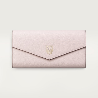 ウォレット パンテール グラフィック  ペタルピンク グレイン カーフスキン、ゴールドフィニッシュ