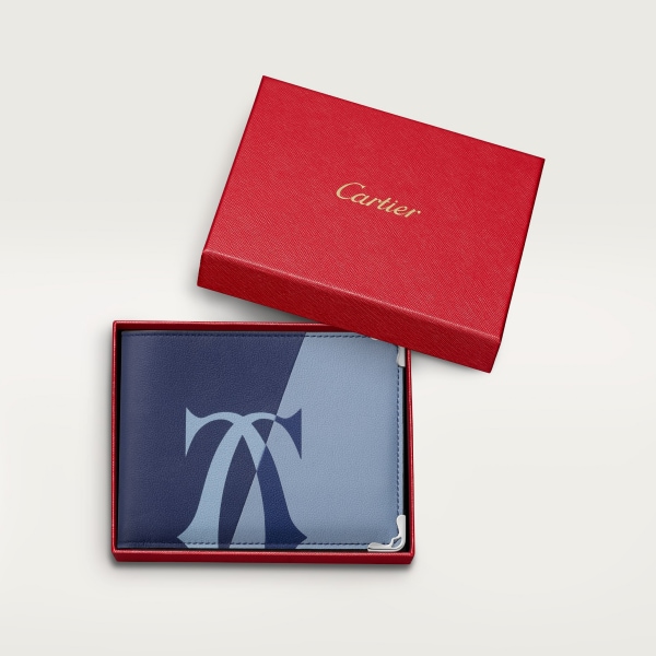 ウォレット マスト  ディープブルー＆クラウドグレー スムースカーフスキン、パラジウムフィニッシュ