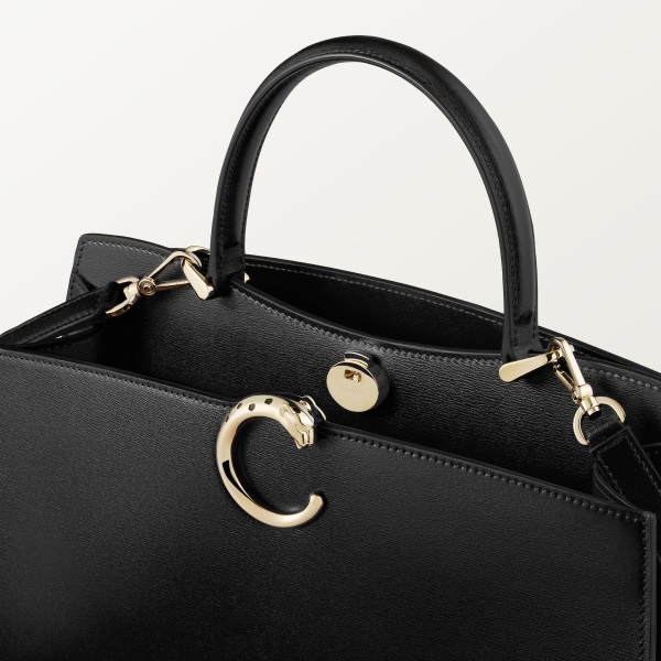 スモール バッグ パンテール C  ブラック カーフスキン、ゴールドフィニッシュ