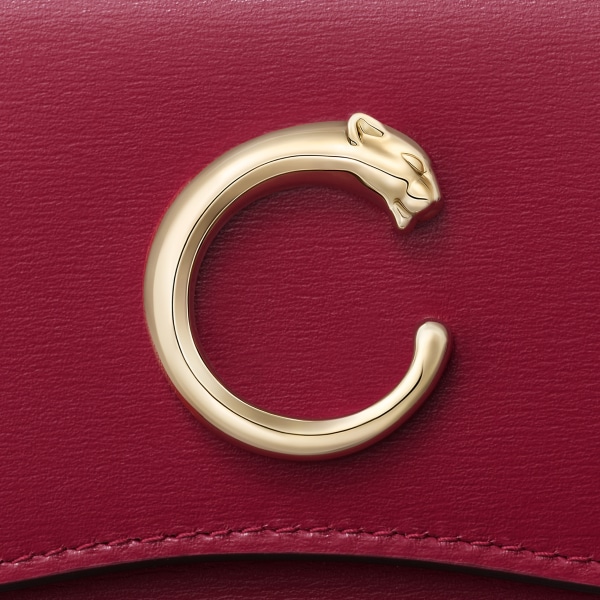 【日本限定】 ビジネスカードホルダー パンテール C  チェリーレッド カーフスキン、ゴールドフィニッシュ