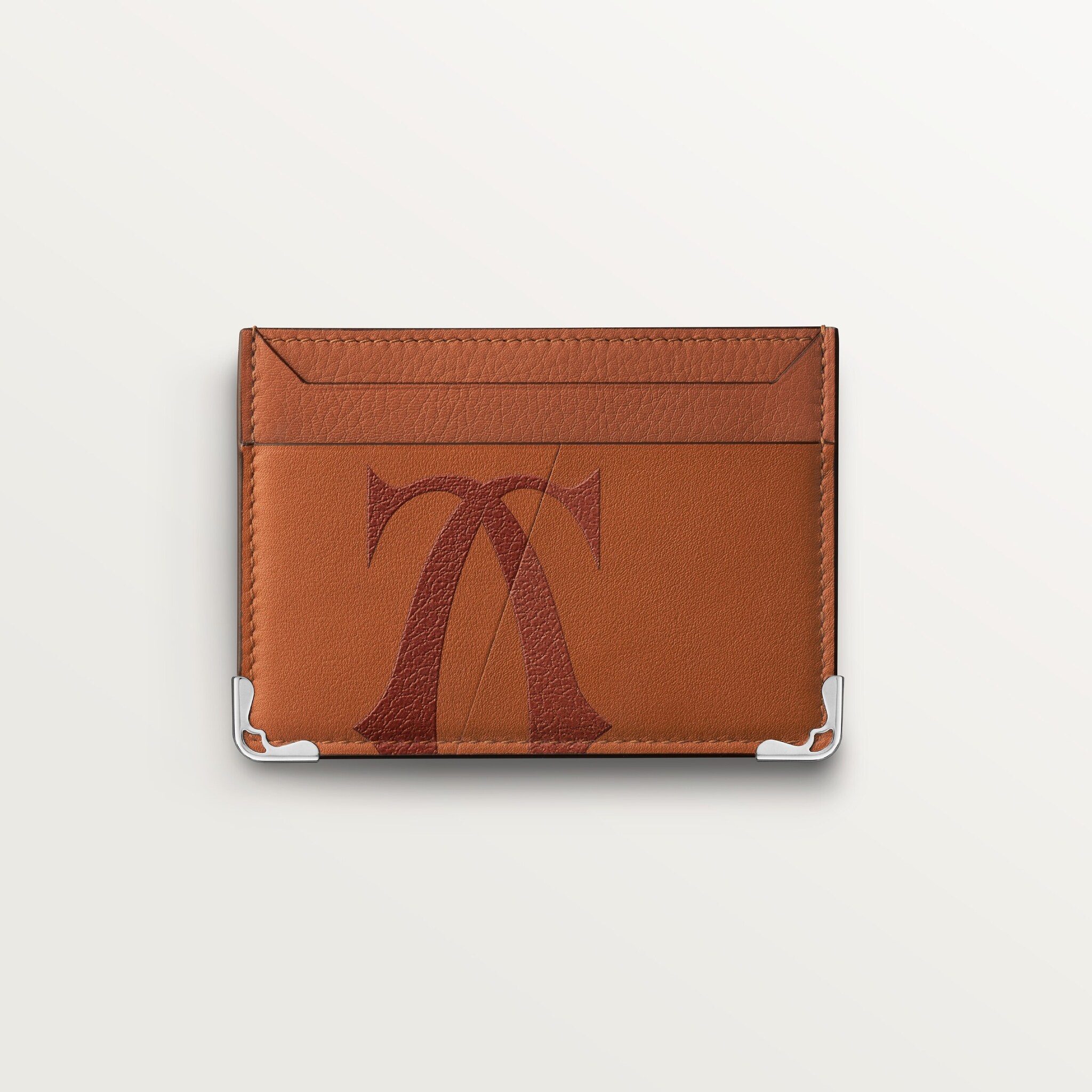 マスト ドゥ カルティエ ダブル カードホルダー XLロゴ、クバーノ スムース＆グレイン カーフスキン、パラジウムフィニッシュ