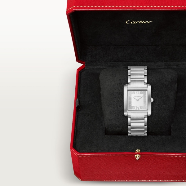 タンク フランセーズ ウォッチ ミディアムモデル、クォーツムーブメント、スティール