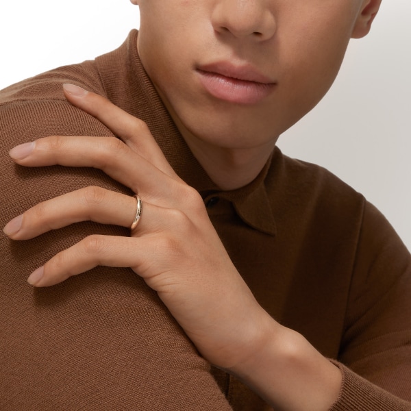 C ドゥ カルティエ ウェディングリング、幅3mm、ダイヤモンド1石 イエローゴールド、ダイヤモンド