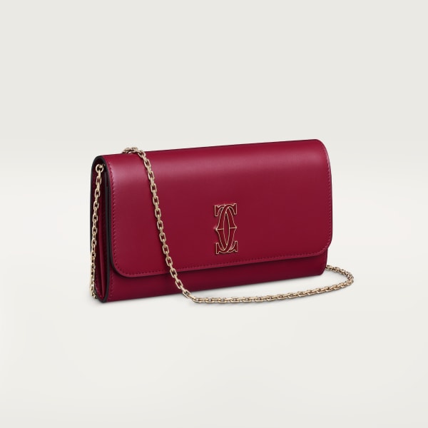 チェーンウォレット C ドゥ カルティエ  チェリーレッド カーフスキン、ゴールドフィニッシュ、チェリーレッド エナメル