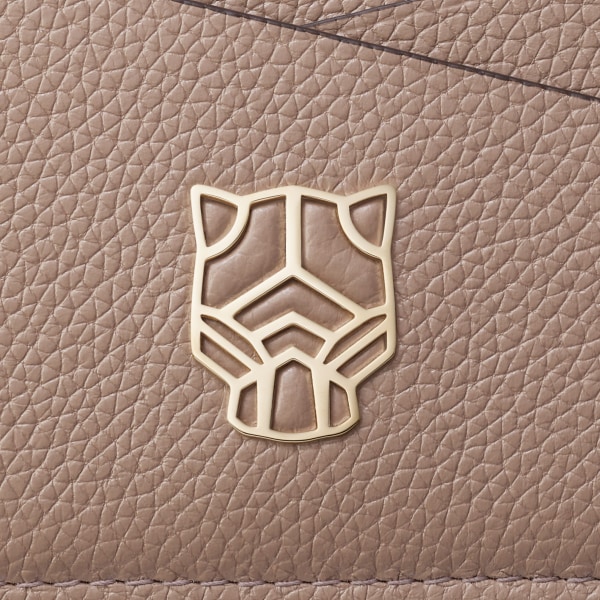 カード ホルダー パンテール グラフィック  クレイカラー グレインド カーフスキン、ゴールドフィニッシュ