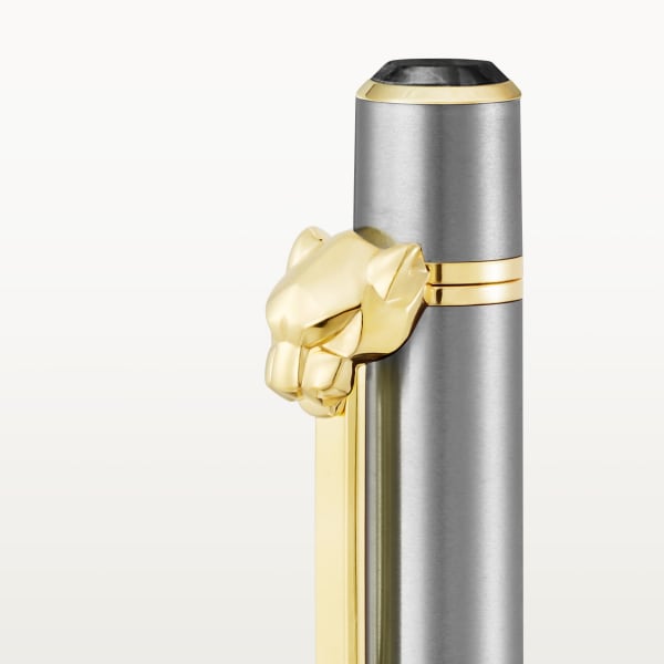 パンテール ドゥ カルティエ ボールペン スモールモデル、ブラッシュドメタル、パラジウムフィニッシュ、ゴールドフィニッシュ