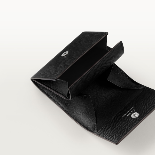 コインケース ロザンジュ  グレインド ブラック カーフスキン、パラジウムフィニッシュ