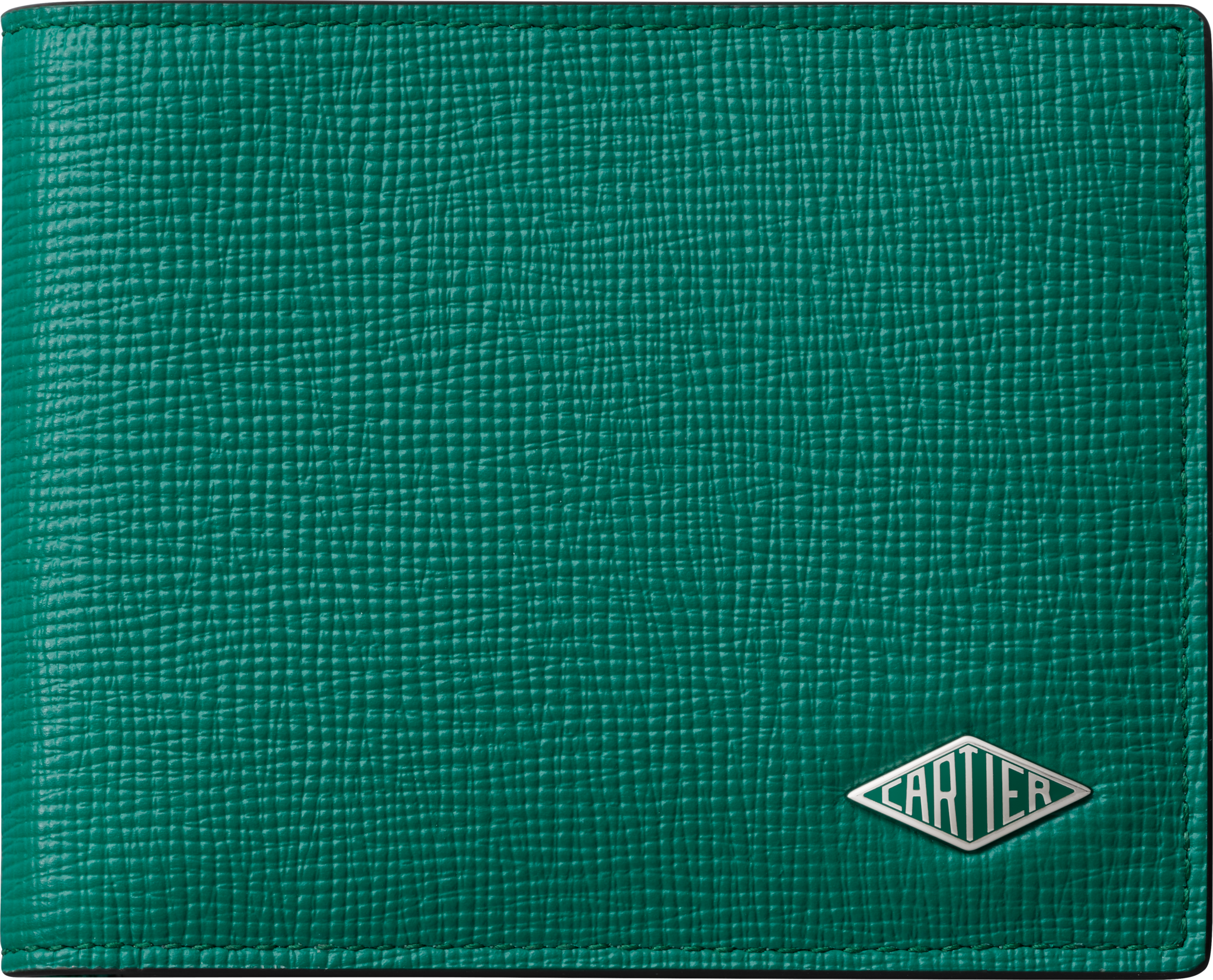 カルティエ ロザンジュ 二つ折りウォレットグラスグリーン グレインドカーフスキン、パラジウムフィニッシュ、グラスグリーンエナメル