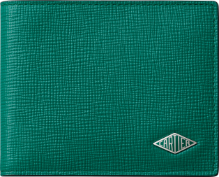 カルティエ ロザンジュ 二つ折りウォレット グラスグリーン グレインドカーフスキン、パラジウムフィニッシュ、グラスグリーンエナメル