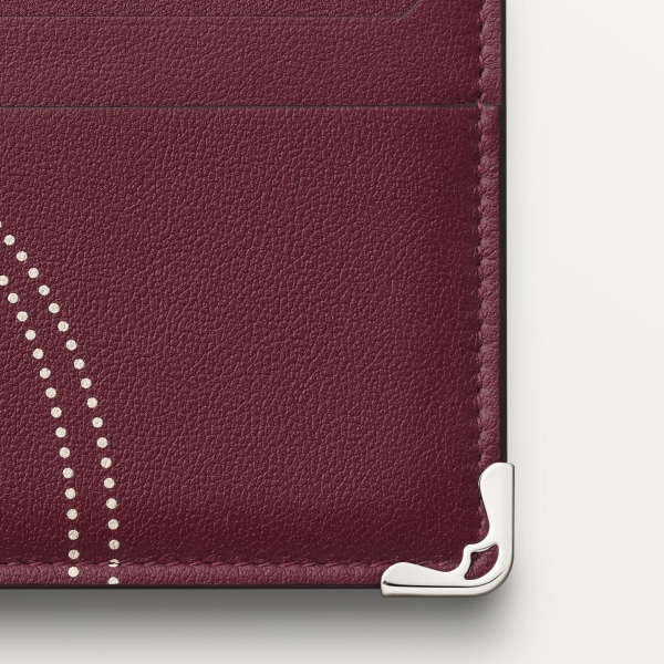 カード ホルダー マスト  ボルドーカラー カーフスキン、XLドットロゴ プリント、パラジウムフィニッシュ