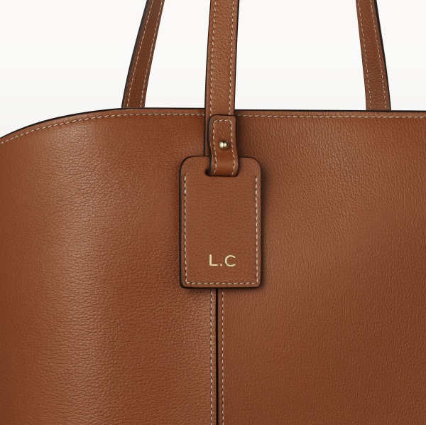 トートバッグ C ドゥ カルティエ  キャラメル グレイン カーフスキン、ゴールドフィニッシュ