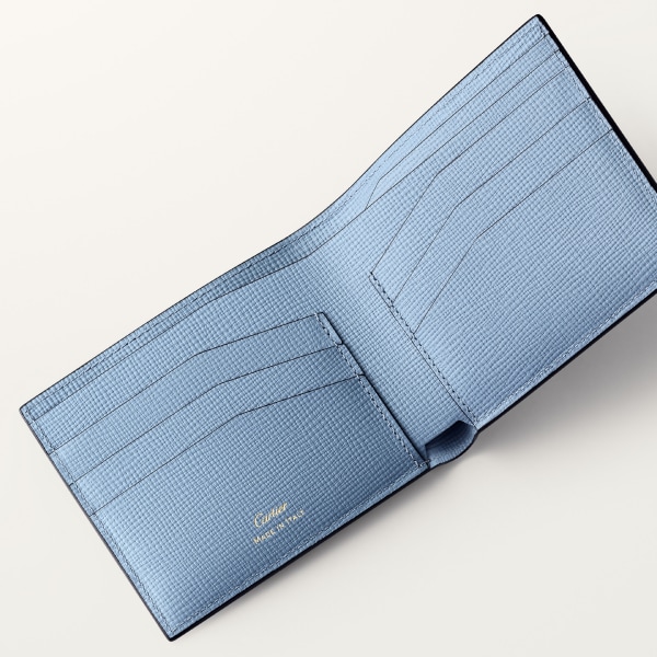 ウォレット 
ロザンジュ シャドウ  スレートグレー＆スカイブルー グレインド カーフスキン、ゴールドフィニッシュ＆スレートグレー エナメル