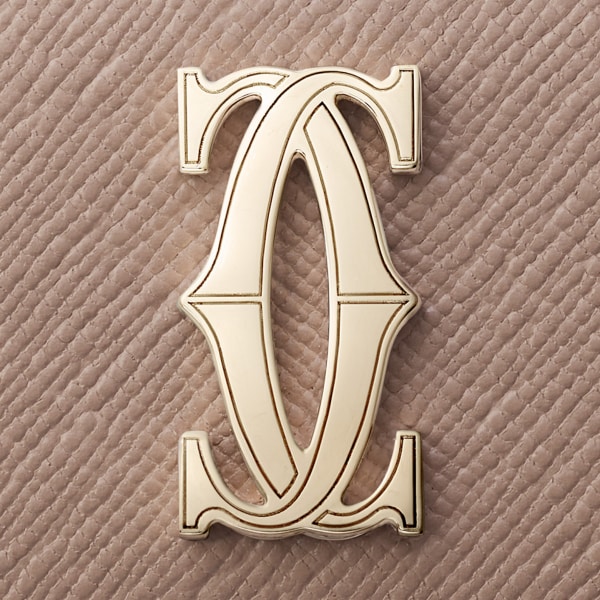 ウォレット C ドゥ カルティエ  クレイカラー テクスチャード カーフスキン、ゴールドフィニッシュ