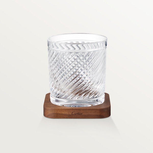 サントス ドゥ カルティエ 2グラス＆2コースター セット クリスタル、ウォルナットウッド