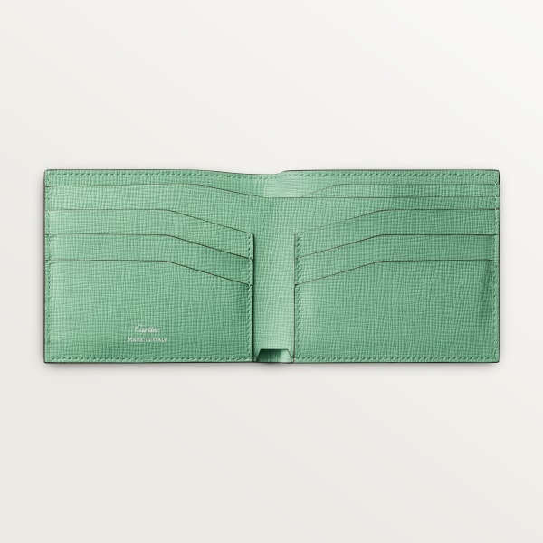 カルティエ ロザンジュ 二つ折りウォレット ブルー&ジェイドグリーン グレインド カーフスキン、ジェイドグリーンエナメル、パラジウムフィニッシュ