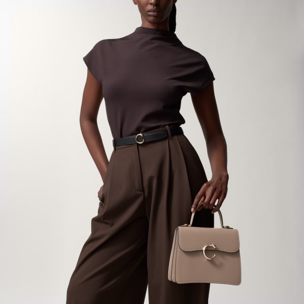 スモール バッグ パンテール C  クレイカラー カーフスキン、ゴールドフィニッシュ