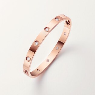 <span class='lovefont'>A </span> ブレスレット、クラシックモデル、ダイヤモンド10石 ピンクゴールド、ダイヤモンド