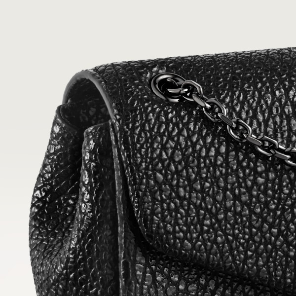 ミニ バッグ パンテール グラフィック  シャイニーブラック クリンクルエフェクト カーフスキン、ルテニウムフィニッシュ