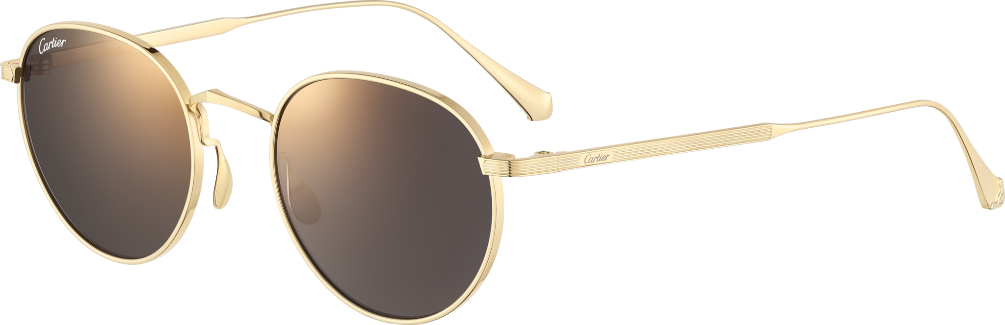 シグネチャー C ドゥ カルティエ サングラススムース ゴールドフィニッシュ チタン、グレーレンズ